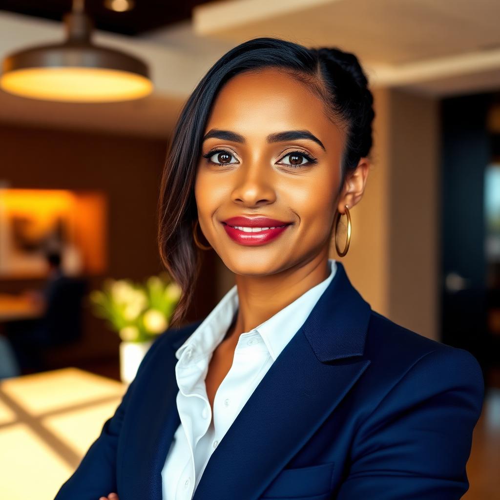 Empresaria dominicana en su negocio